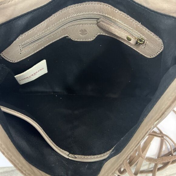 Lucky Brand Kyle Flap Leather Fringe Messenger Crossbody Boho Hippie Bag - Picture 5 of 6